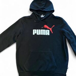 Puma Men's Black Hoodie with Red and White Logo
